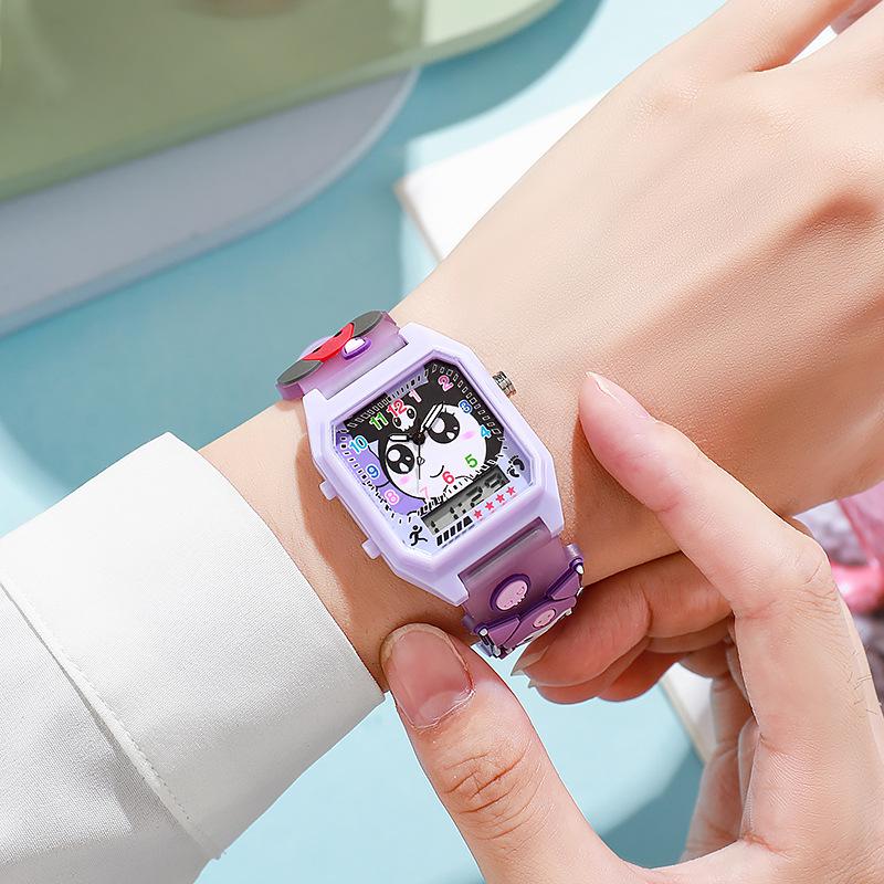 Dual Movement Display Frequency Silicone Cartoon Watch Student Party Girl Quartz Children's Watch Luminous Luminous Decoration