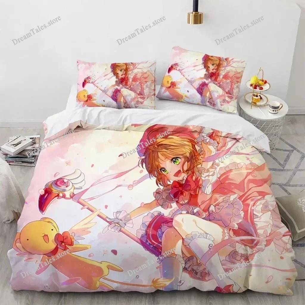 3D Printed Anime Cardcaptor Sakura Bedding Set Boys Girls Twin Queen Size Duvet Cover Pillowcase Bed Kids Adult Home Textile741