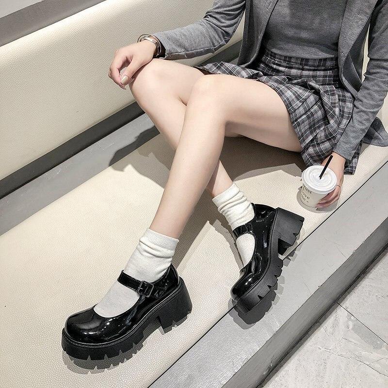 Lolita sko dame Japansk stil Mary Jane sko dame Vintage jenter Høy hæl Plattformsko Student