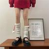 Women Winter Ribbed Knit Leg Warmer Stockings Y2K Harajuku Furry Trim Plush Ball Bow Christmas Leg Cover Long Boot Socks