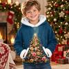 Kids Long Sleeve Christmas Print Casual Fashion Hooded Top