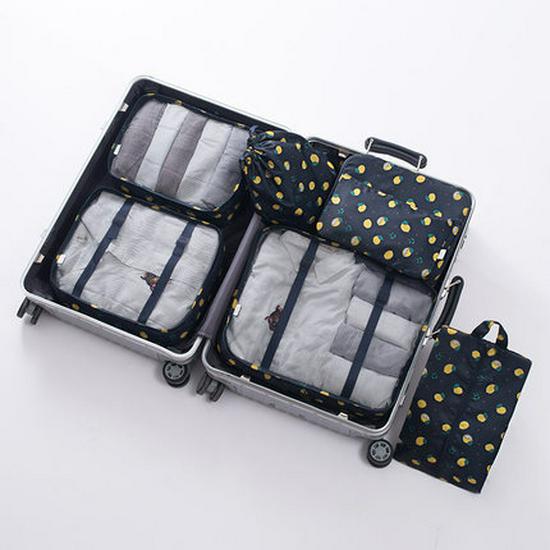 Travel Storage Bag Set: 8-Piece Waterproof Oxford Cloth for Makeup and Toiletries.