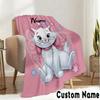 Custom Name Elegant white cat Blanket Bedding Blanket Picnic Blanket for Women Men, Throw Blankets for Couch Bed, Christmas and Halloween gifts
