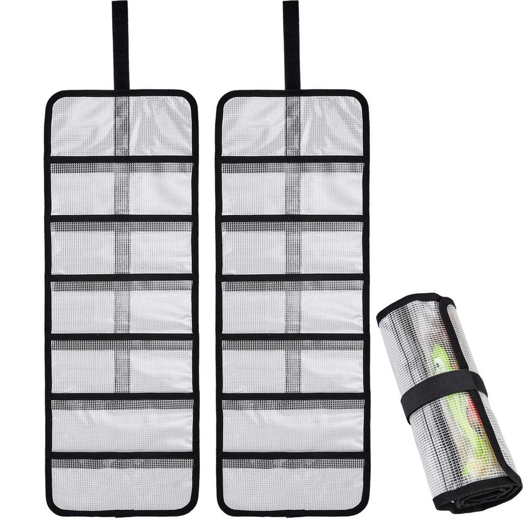 Transparent PVC Roll-up Fishing Lure Bag, 6 Pockets, Large Capacity, Foldable Storage Cover