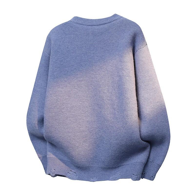 Unisex Knit Sweater Round Neck Long Sleeve Loose Fit Thick Warm Pullover Travel Streetwear