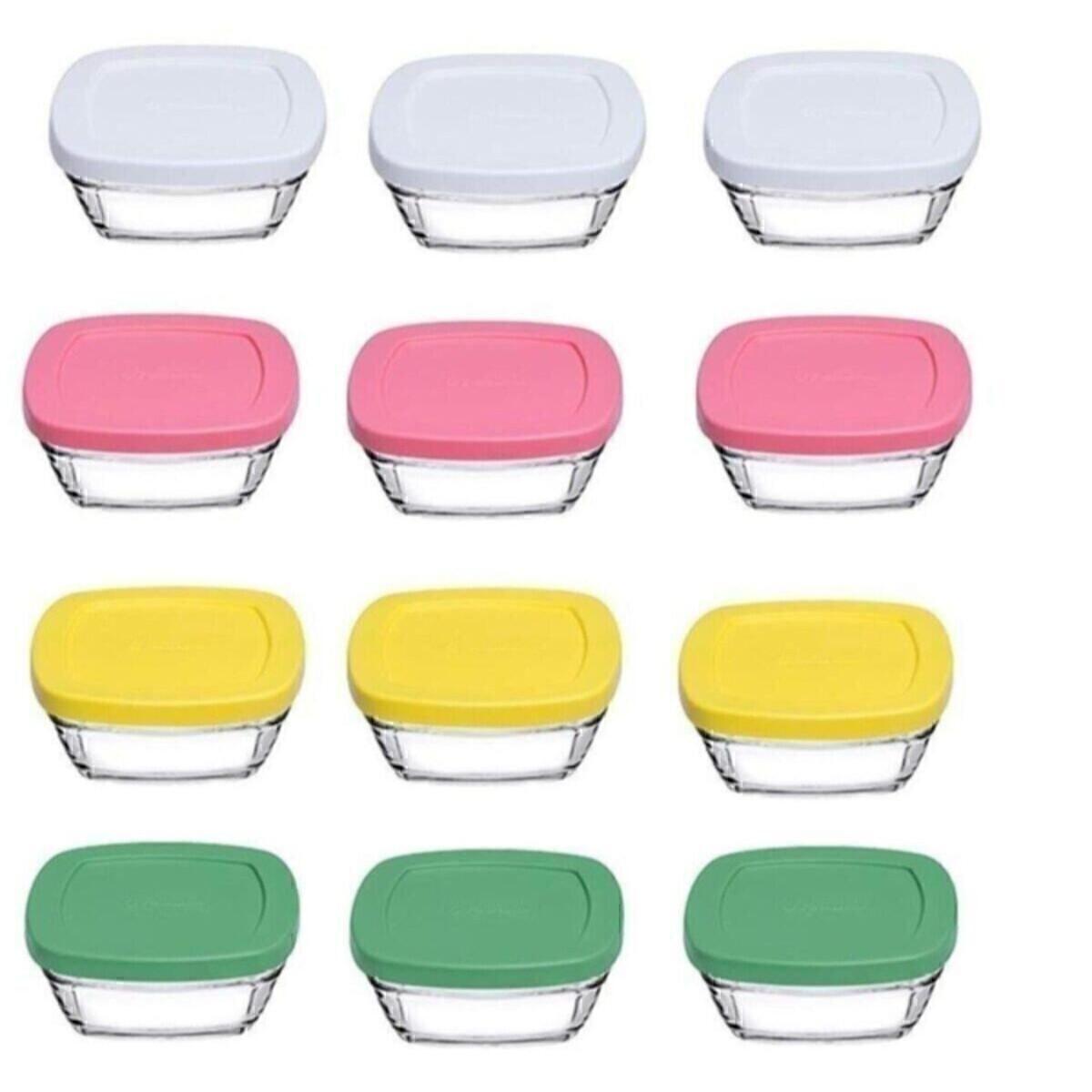 

Dessert Bowl Silicone Lid Glass Storage Container 12 Piece Breakfast 310cc Home Kitchen Standart білий