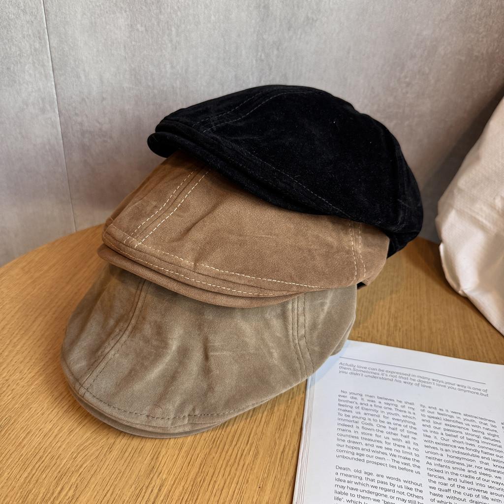 Color Solid Classic Retro Newsboy Cap Faux Suede Material Fall Women Winter