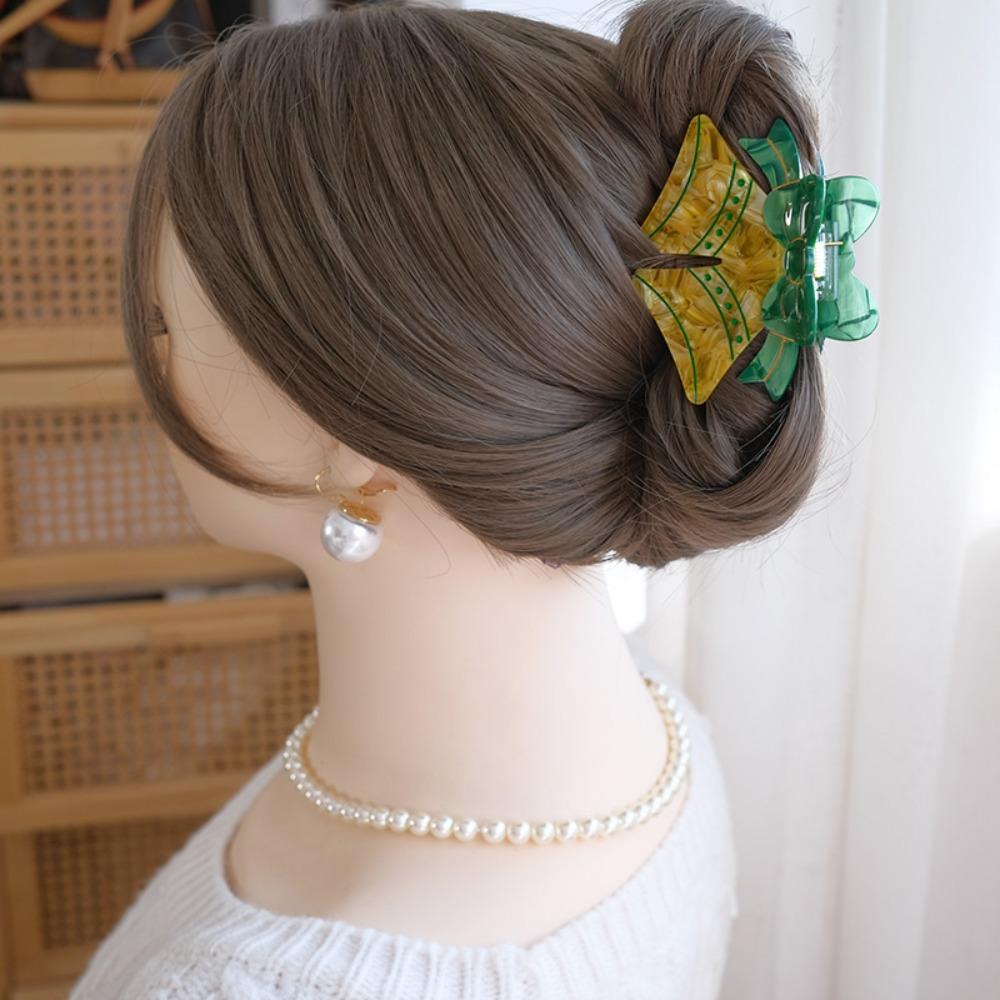 Bell Christmas Shark Clip Pearl Creative Shark Clip Headwear Acetic Acid Hair Claw  Festival