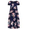Plus Size Women Casual O-Neck Summer Short Sleeve Print Loose Pocket Long Dress
