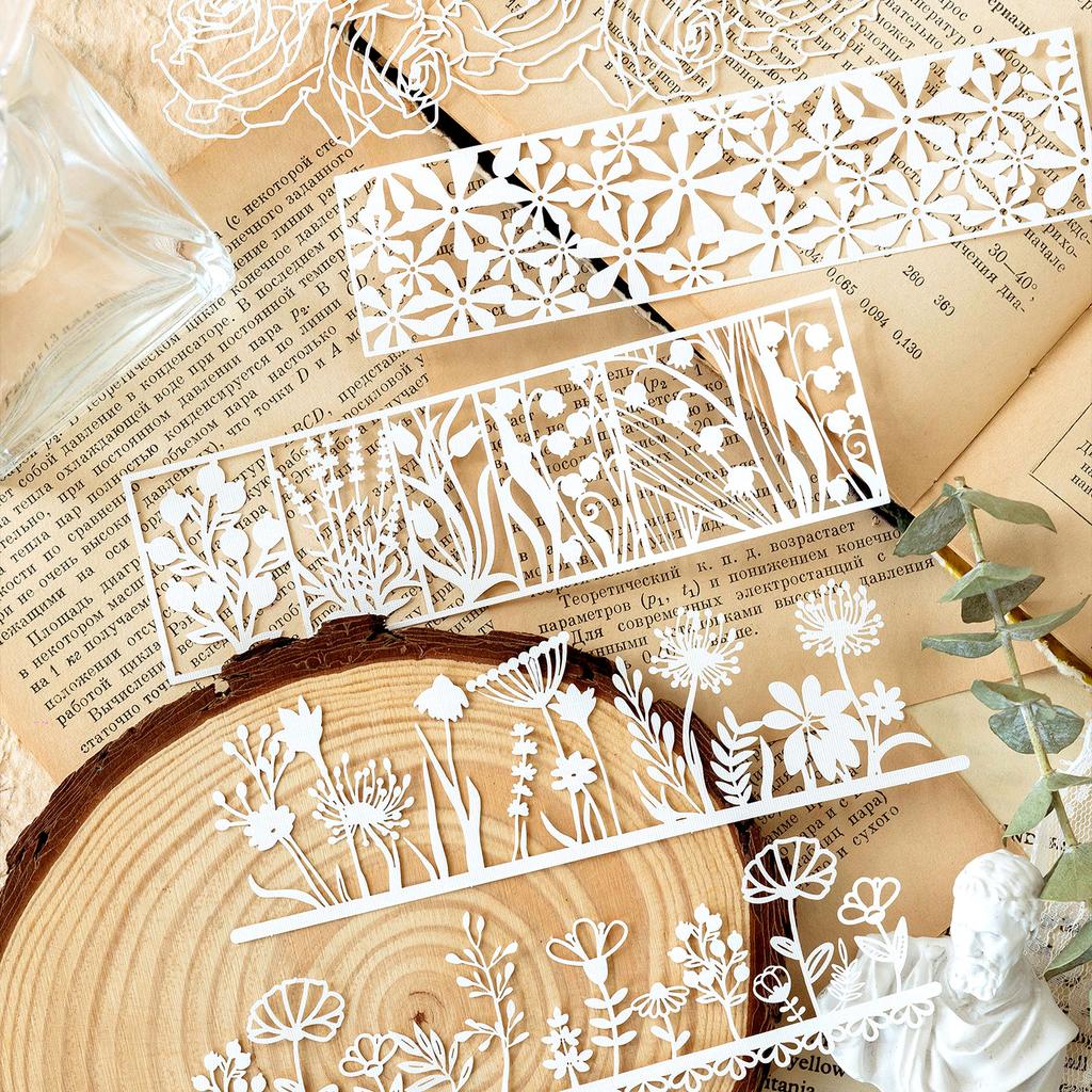 5Pcs/Bag Vintage Hollow Lace paper Aesthetic Decorative Junk Journal DIY Scrapbooking Creative Stationery Decor Paper Set