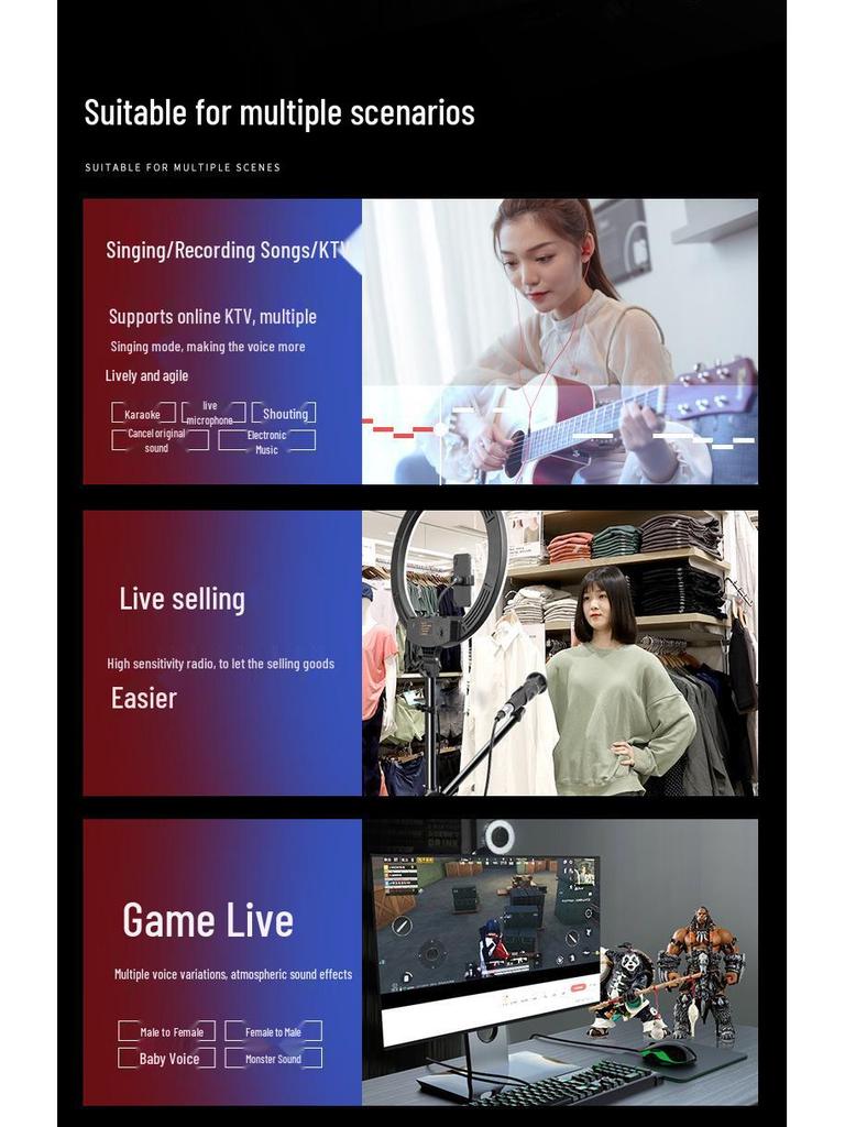 8 V18 Sound Card Set: Live Streaming Kit with Voice Changer, Microphone, and Phone/Computer Compatibility