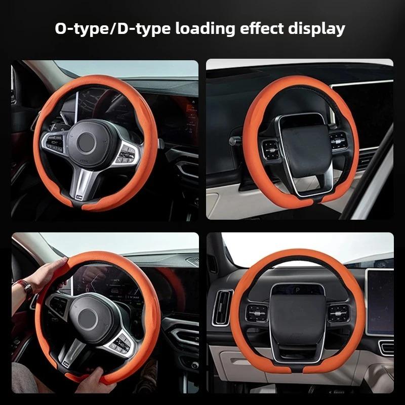 Breathable Leather D cut Auto Steering Wheel Cover For Volkswagen VW Golf 7 MK7 Golf 8 Mk8 Tiguan MK2 Polo Ultra-Thin Non-Slip