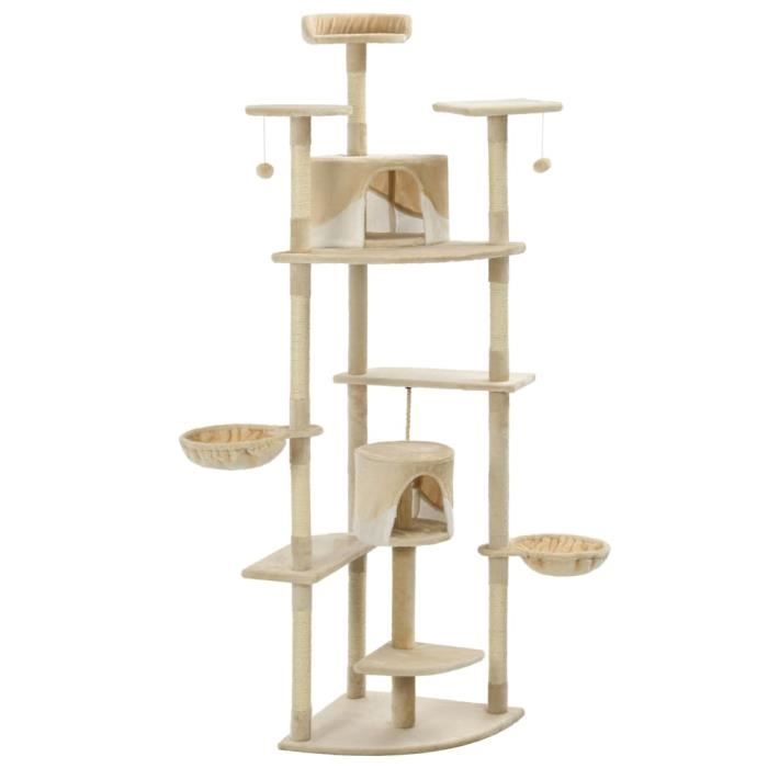 VidaXL Arbre à chat avec griffoirs en sisal 203 cm Beige et Blanc