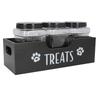 Dog Treat Container Solid Wood and Plastic Multifunctional Pet Food Storage Container for Home