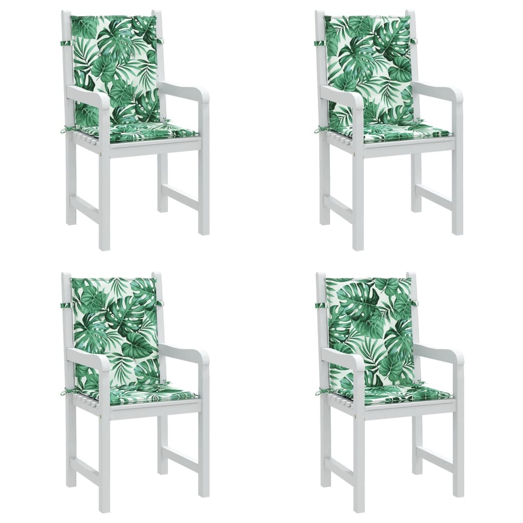 Low back Bench Cushions 4 pcs Leaf Pattern Fabric