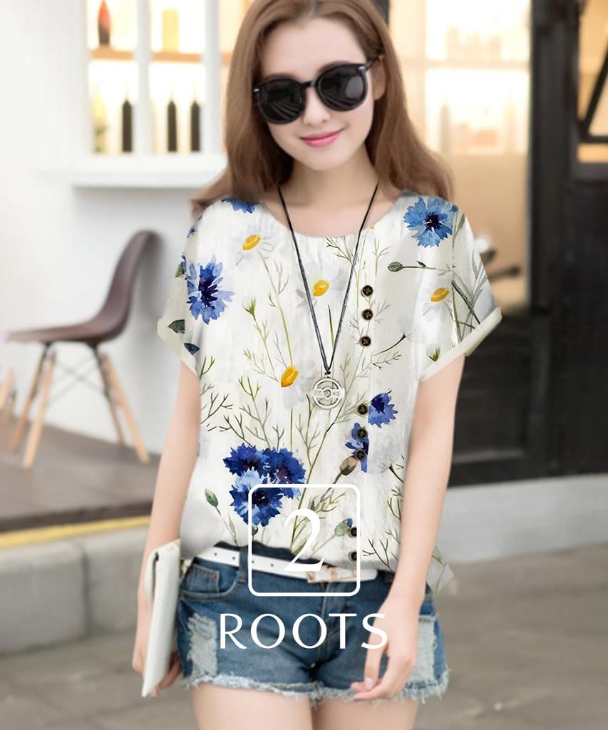 Second Roots Botanical Blouse with Floral and Leaf Short Decorative Undershirt Summer Plus Sizes and Perfect for and Office Yellow Prints, Sleeves,