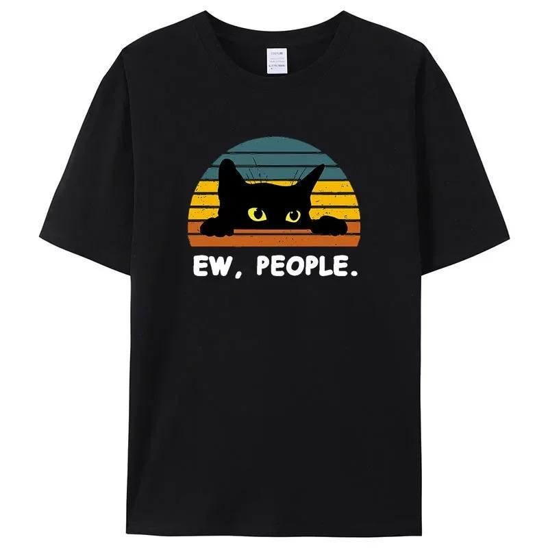 

2026 Cozy Cat Men Printed T-Shirt High Quality Printed Anime Cotton Tees Shirts Funny Casual Wear T-shirt Unisex S