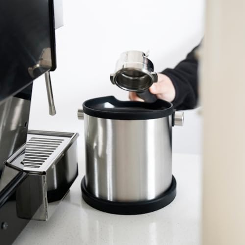 Watchget Knock Box, Kaffeesatzbehälter, Knock Box, Kaffeesatz-Eimer, Große Kapazität 1,8L, Abnehmbarer Edelstahl, für Heim- und Gewerbegebrauch, S