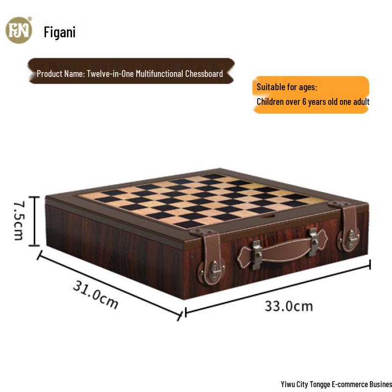 Деревянный набор настольных игр 12 в 1 для детей: Шахматы, Пять в ряд, Авиагонки ( летающие шахматы), Шашки