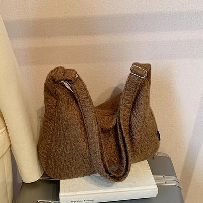 Woolen Simple Large-capacity Bag Women's Autumn and Winter New Super Fire Messenger Bag Casual Commuter Soft-sided Tote Bag