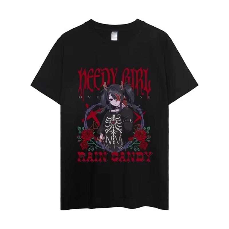 2025 Hot Sale NEEDY GIRL OVERDOSE TShirt Mens Couple Combination Clothes Short Sleeve Collar Fashion Mens