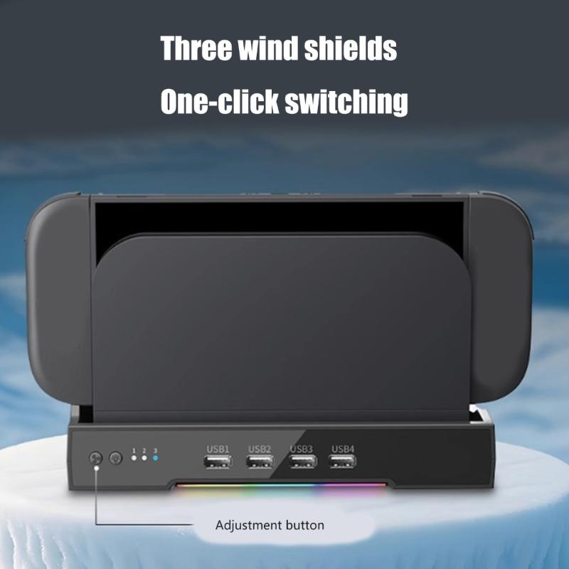 Console Cooling Base Low Power 3 Speed Fan Control Safety Protections Expansion Dock for NS2 Host