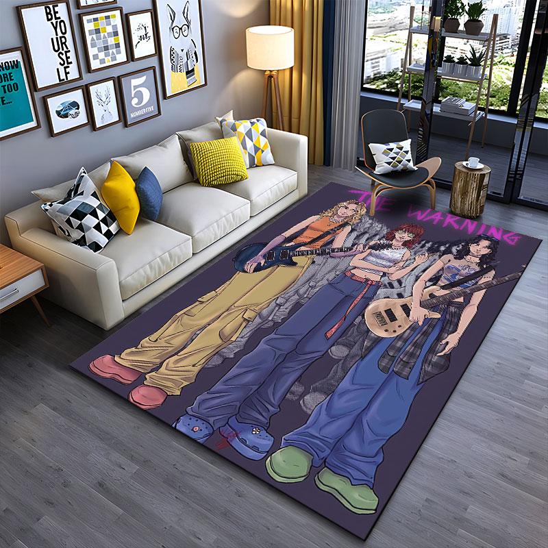Rock Band Illustration Carpet suitable as a non-slip mat for the living room or bedroom sofa