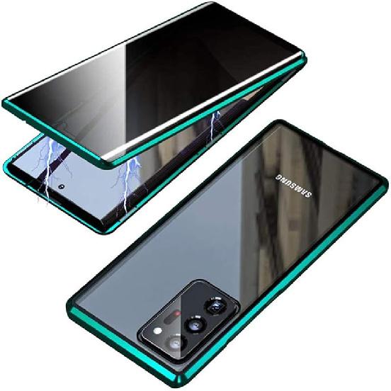 Чехол для Galaxy Note 20 Ultra, Shinetop Приватный чехол с магнитной адсорбцией, защищающий от подглядывания, Металлическая рамка, Переднее и заднее закаленное стекло, Чехол-книжка с защитой от шпионажа