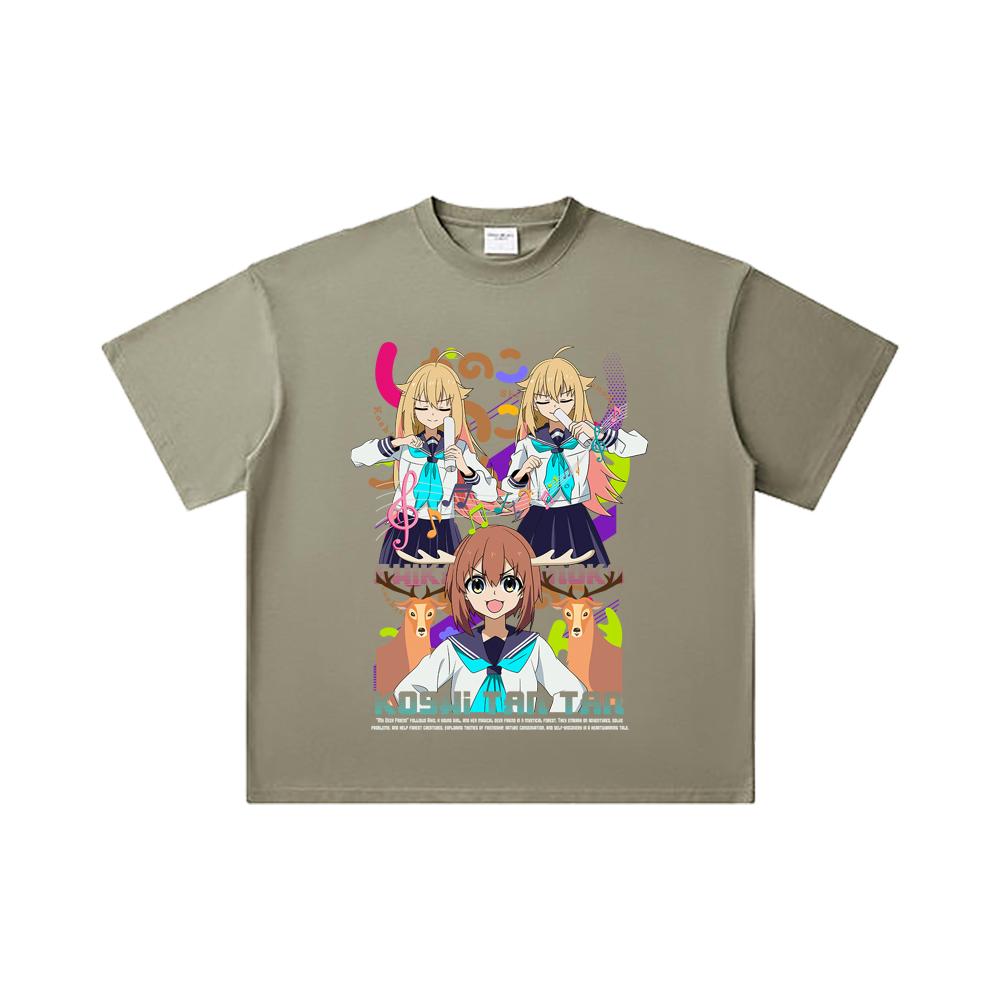 260 GSM Double Yarn 32 Count 100% Cotton Shikanoko V1 Koshi Print Unisex Heavy Cotton T Shirt