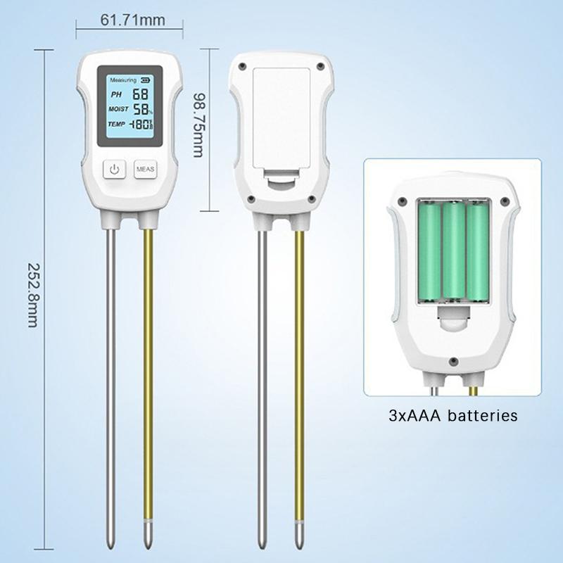 3 In 1 Digital Lcd Soil Meter Temperature Humidity Ph Meter With Backlight Plant Measuring Instrument For Flower Plants Garden