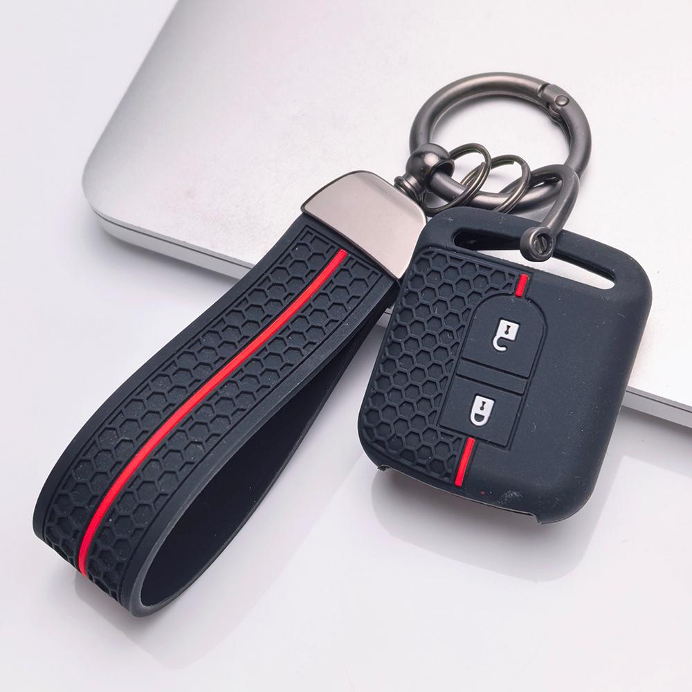 Key Fob Cover for Nissan Qashqai Micra Tiida Sunny Livina Sylphy with Keychain Anti-Scratch Surface Shockproof Structure Soft Grip Texture