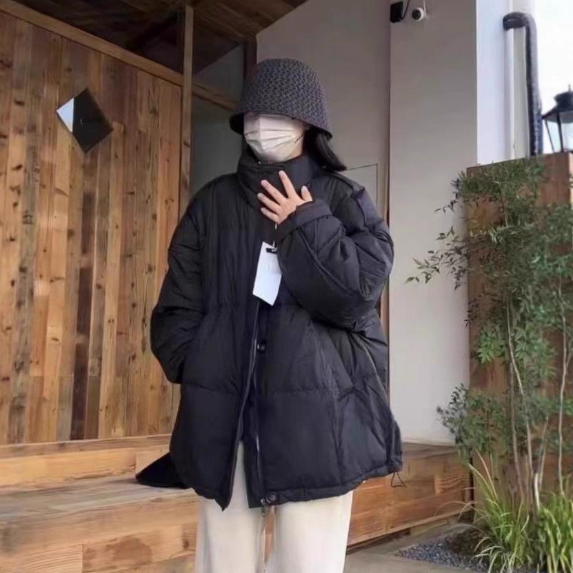 Single-breasted Winter New Medium and Long Stand-up Collar Down Jacket for Women's Thin White Duck Down Thickened Warm Jacket