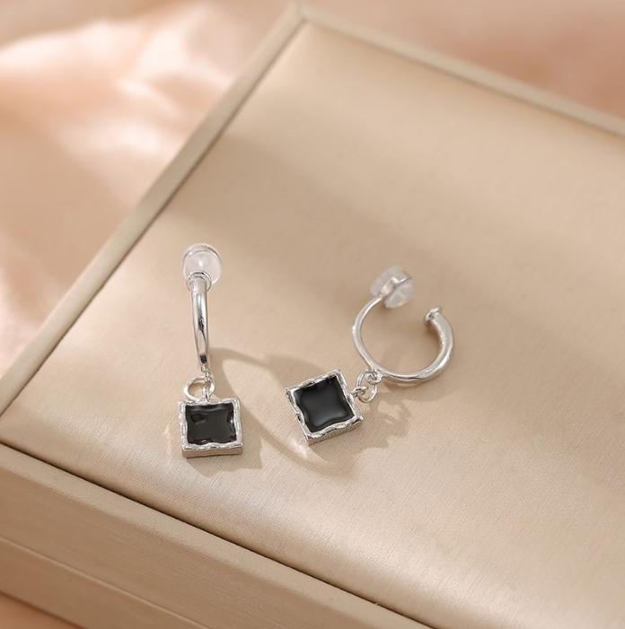 

Серьги-клипсы без пирсинга, черные серьги, роскошные квадратные серьги-клипсы, новые серьги