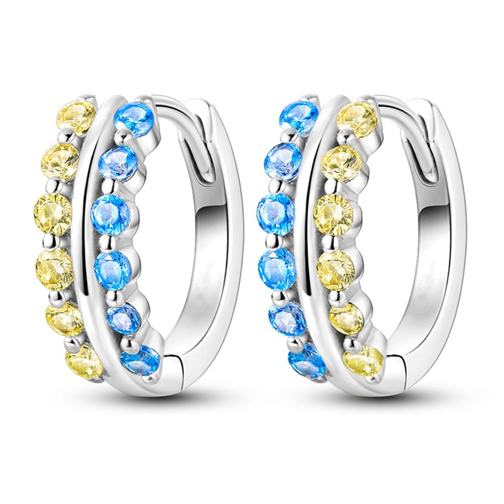 Silver Plated Hoop Earrings Moon Star Dreamcatcher Colored Zircon Fine Earring Jewelry Gift for Women