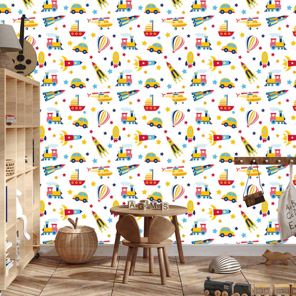 Wallpaper Balloons cars and helicopters for living room and bedroom 50x1000