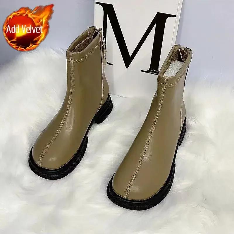 

Fashion Fashion 2024 Women s Ankle Boots Elegant With Low Heels Booties Winter Sale On Promotion Boot High Quality Pu Female Short Shoes 35