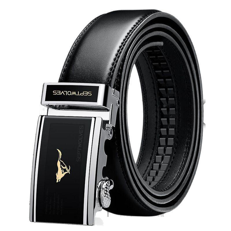 Men's High-End Cowhide Leather Belt with Automatic Buckle - Fashionable Gift for Young Professionals