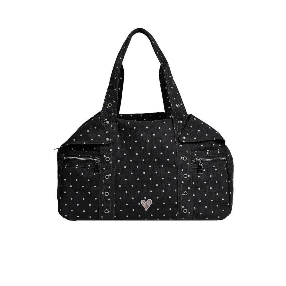 Korean Style Polka Dot Shoulder Bag Square Shape Women Handbag Soft Tote Bag Daily Use чёрный