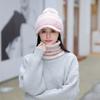 Cappello invernale da donna in poliestere con pelliccia sintetica e ponpon