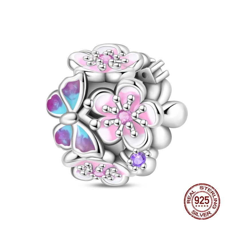 Original Charms Copper Flowers And Four-Leaf Lucky Clover Charms Beads Fit 3Mm Original Bracelet Womens Do-It-Yourself Fine Fine Jewelry Gifts