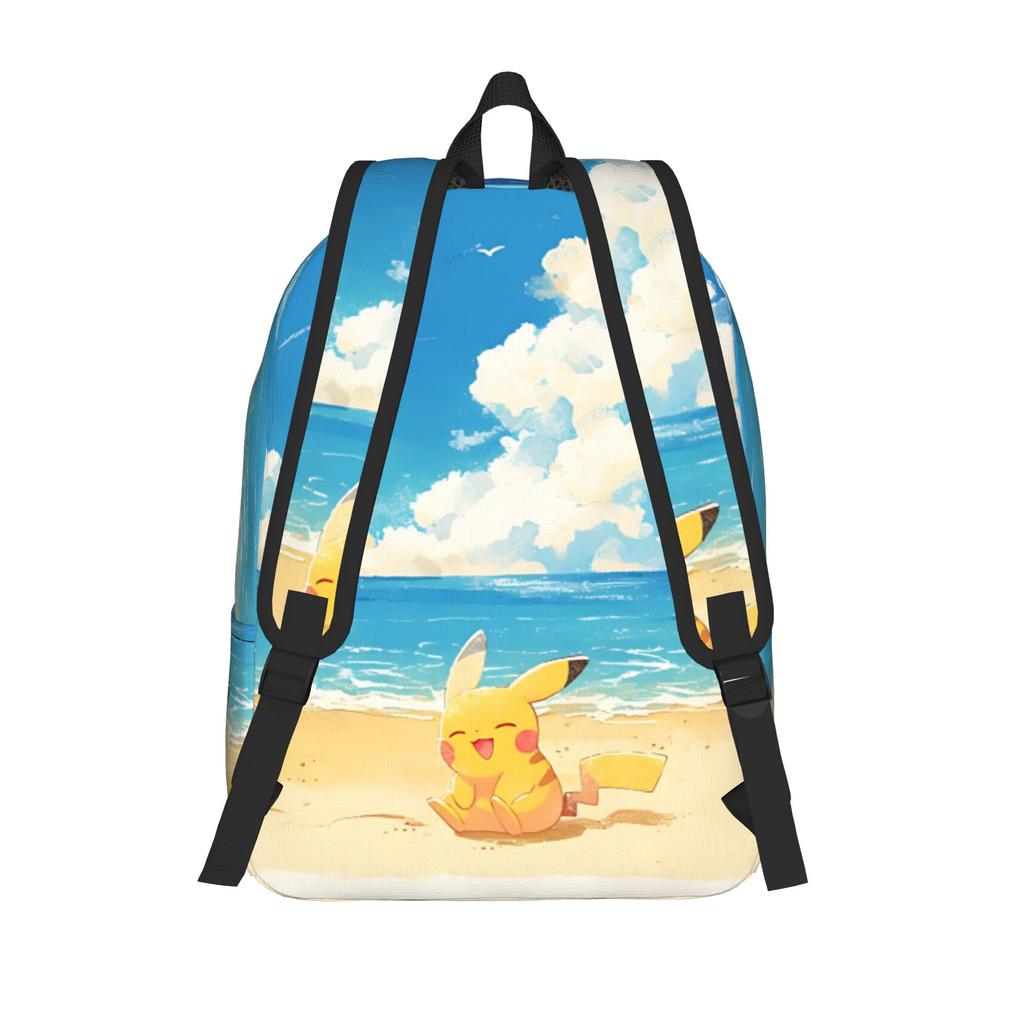 Fashion Pokemon Summer Vibes Theme Backpack Pikachu Mochilas Versatile For Work Retro Washable Rucksack