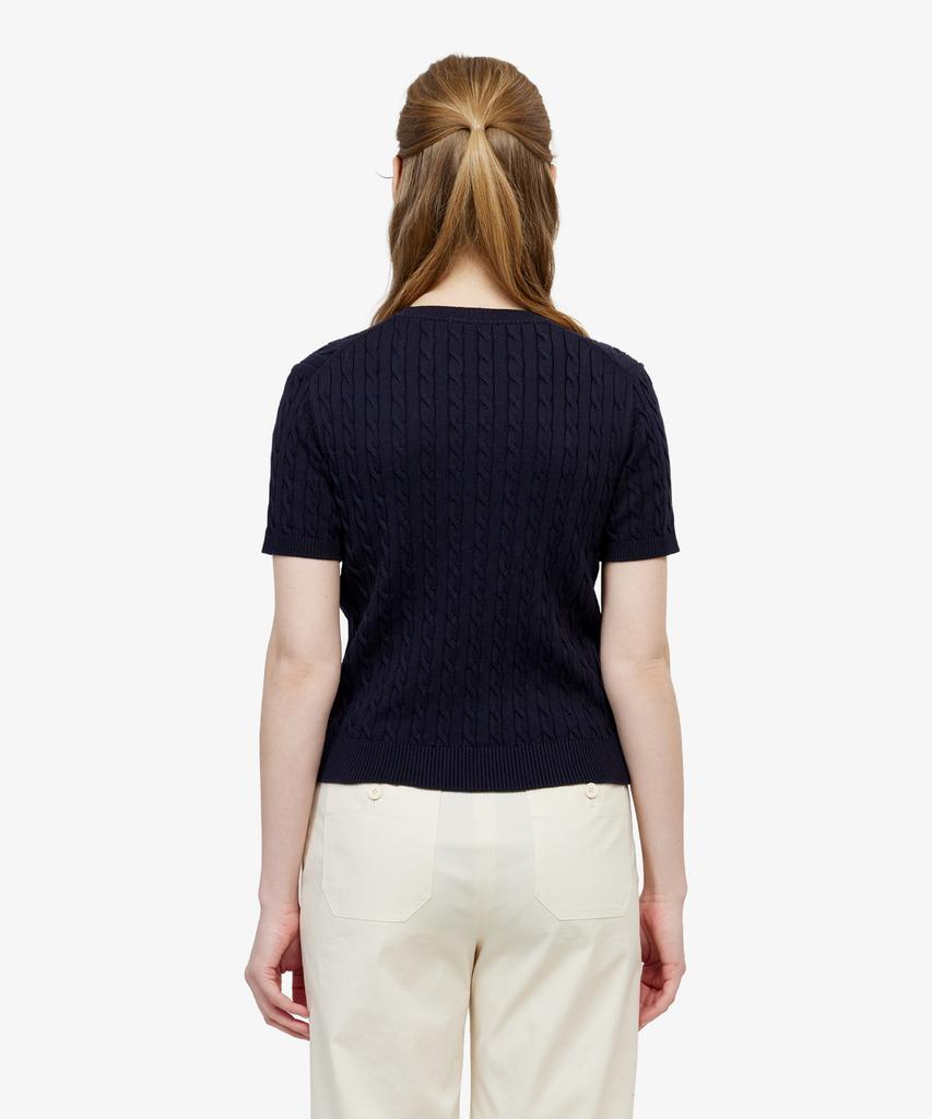 LACOSTE Women'S Cable Short Sleeve Crew Neck Sweater Af590E-56G 166