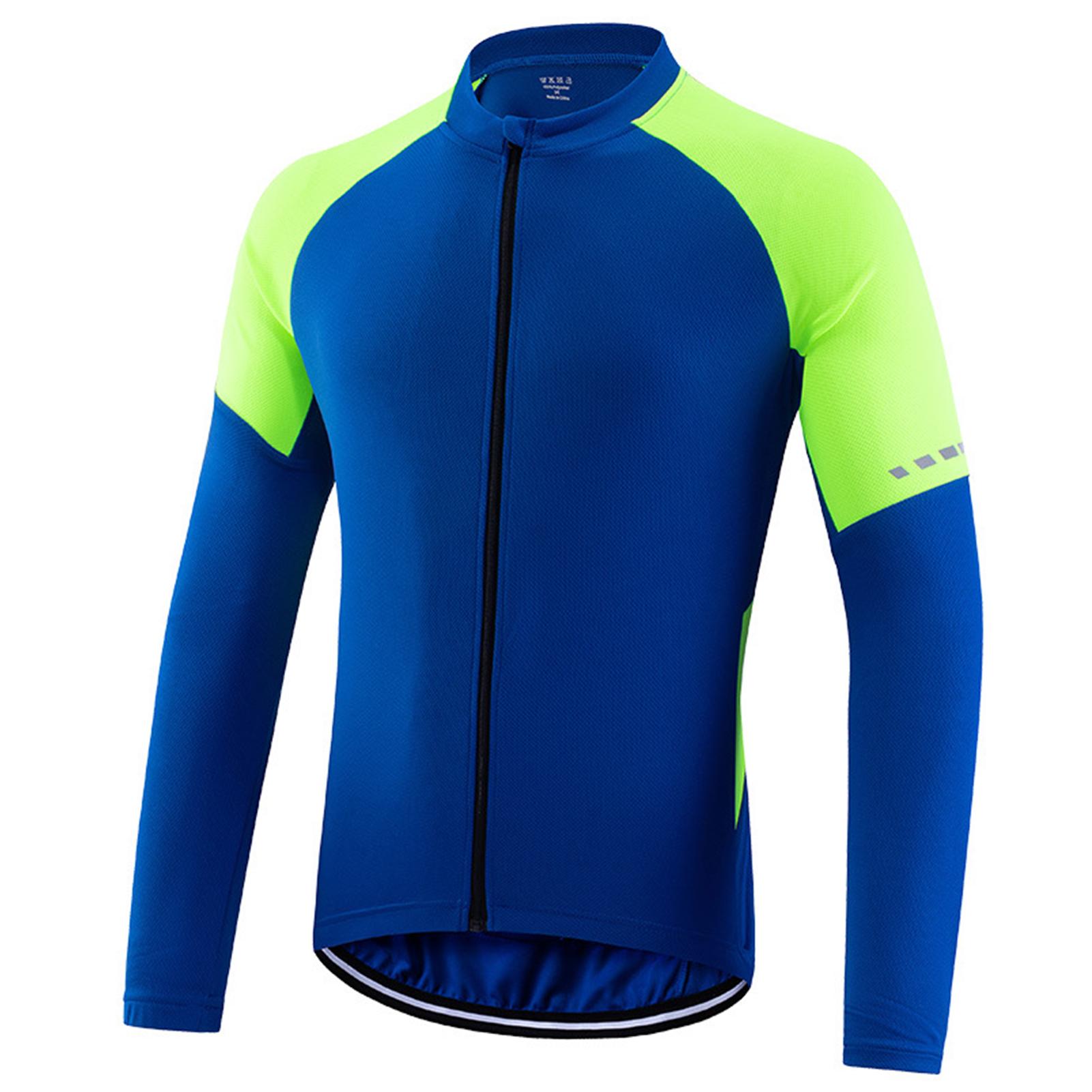 

Чоловічі базові майки для верхової їзди, легка велосипедна сорочка на блискавці з довгими рукавами та світловідбиваючими смужками M темно-синього кольору