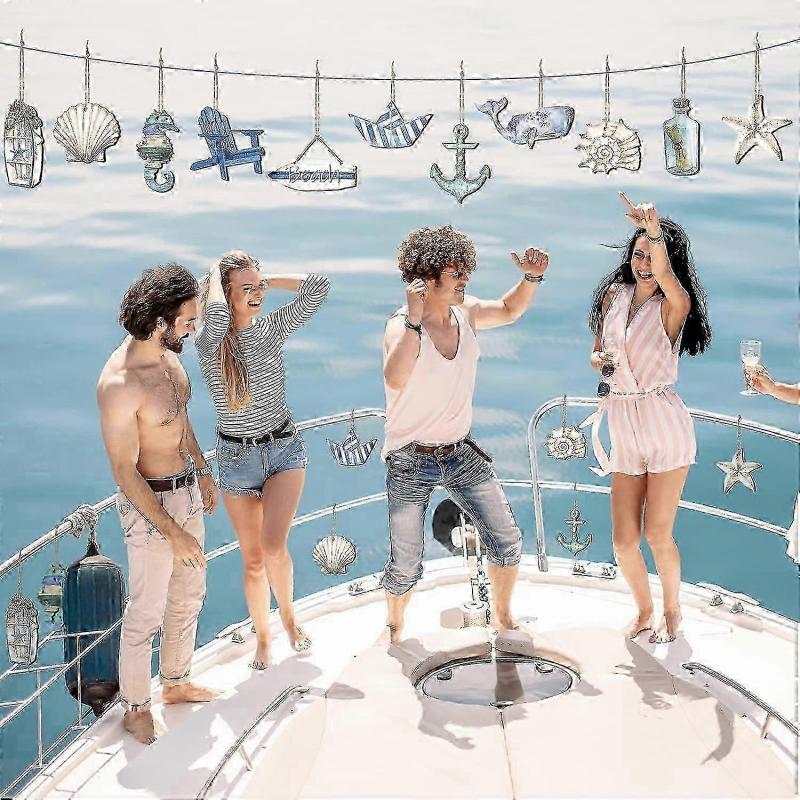 36 PCS Ocean Beach Wooden Decorations Summer Tree Decor Coastal Sea Pictures 2025 New