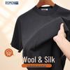 Romon Men's Premium Wool-Silk Blend Knit T-Shirt