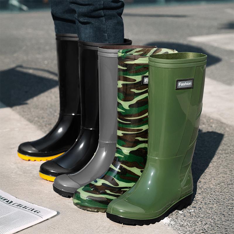 

Labor insurance high tube rain shoes camouflage men s beef tendon sole waterproof and wear-resistant water shoes velvet warm shoes 45