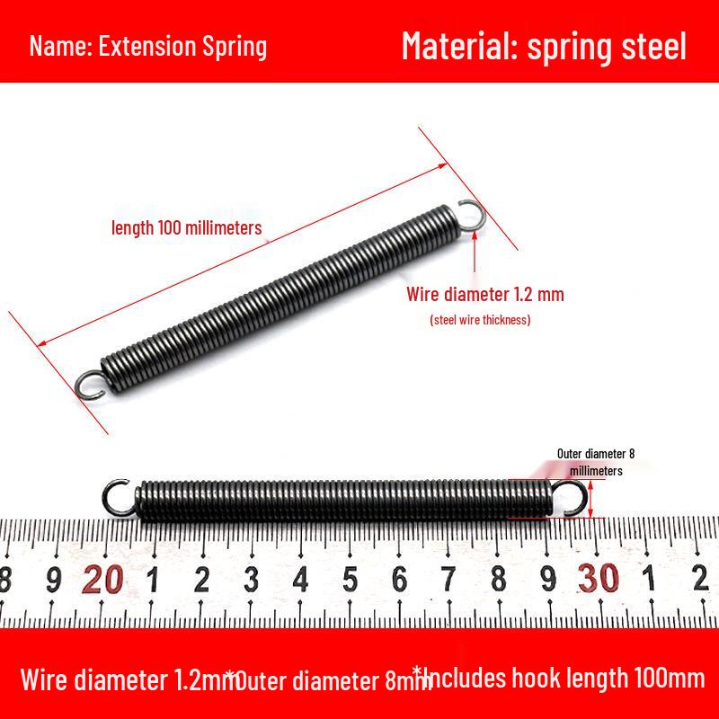 1.2mm Wire Extension Spring with Hook - Soft Tensile Force Spring Accessory