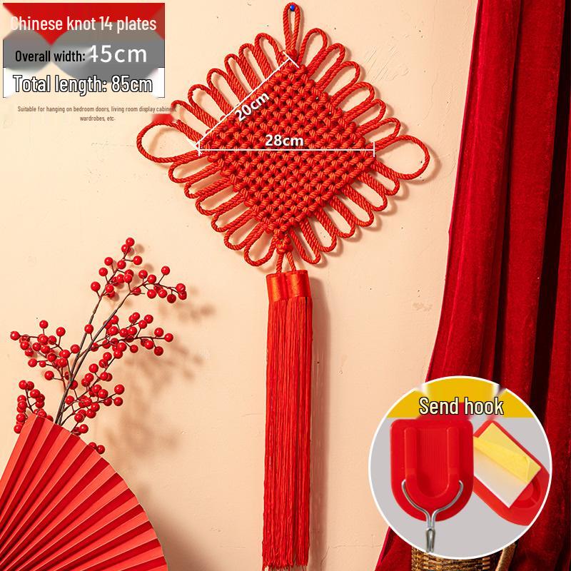 Chinese Knot Red String Braided Cord - Traditional Feng Shui Decor for Living Room, Autumn, and National Day Festivals
