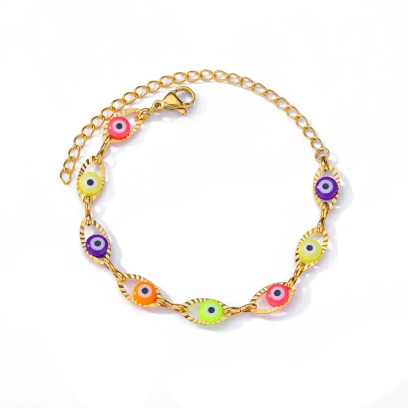 

Gold-plated zircon Devil s Eye palm thin bracelet bracelet opening adjustable female explosive