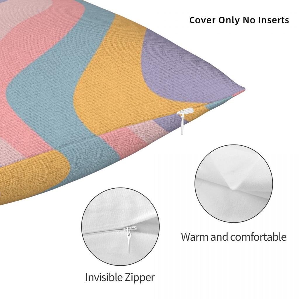Retro Pastel Distorted Wavy Twirl Square Pillowcase Polyester Linen Velvet Creative Decor Pillow Case Home Cushion Cover 45X45